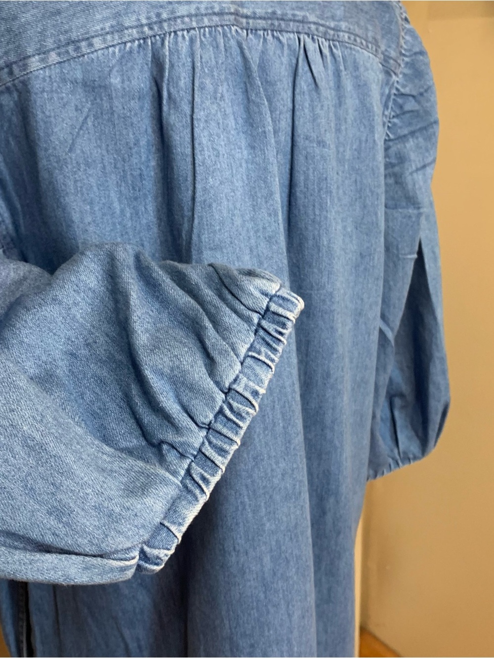 GAP Denim NWT Med. Tall Button-Front Dress in Blue w Pockets & Balloon Sleeves - Picture 5 of 6
